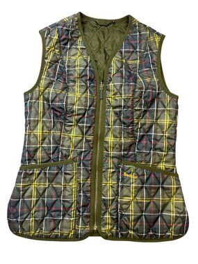 Barbour Vest Tartan Betty Quilted Gilet Liner Womens 6 Green Classic